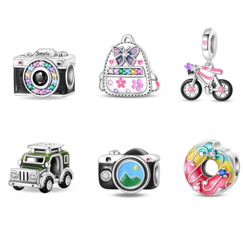 Set DIY accesorii bijuterii — cupru, placare electrolitică; include mărgele cu pandantiv, brățară și colier; stil proaspăt și dulce; lansare primăvară 2024