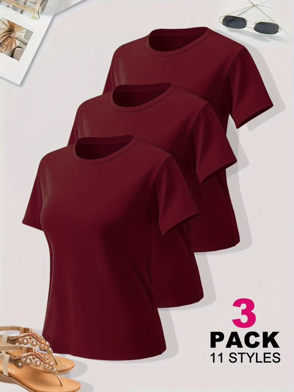 Ženski Milk Silk set majica, poliester tkanina, okrugli izrez, kratki rukavi, 3-djelni set