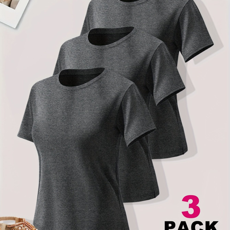 Ženski Milk Silk set majica, poliester tkanina, okrugli izrez, kratki rukavi, 3-djelni set