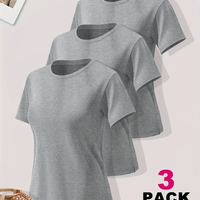 Ženski Milk Silk set majica, poliester tkanina, okrugli izrez, kratki rukavi, 3-djelni set