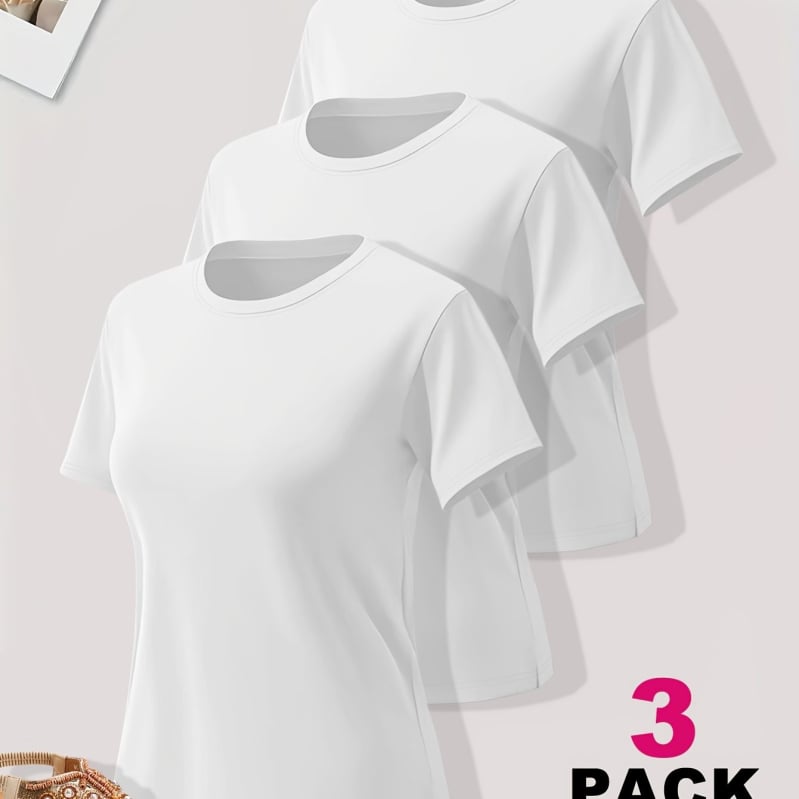Ženski Milk Silk set majica, poliester tkanina, okrugli izrez, kratki rukavi, 3-djelni set