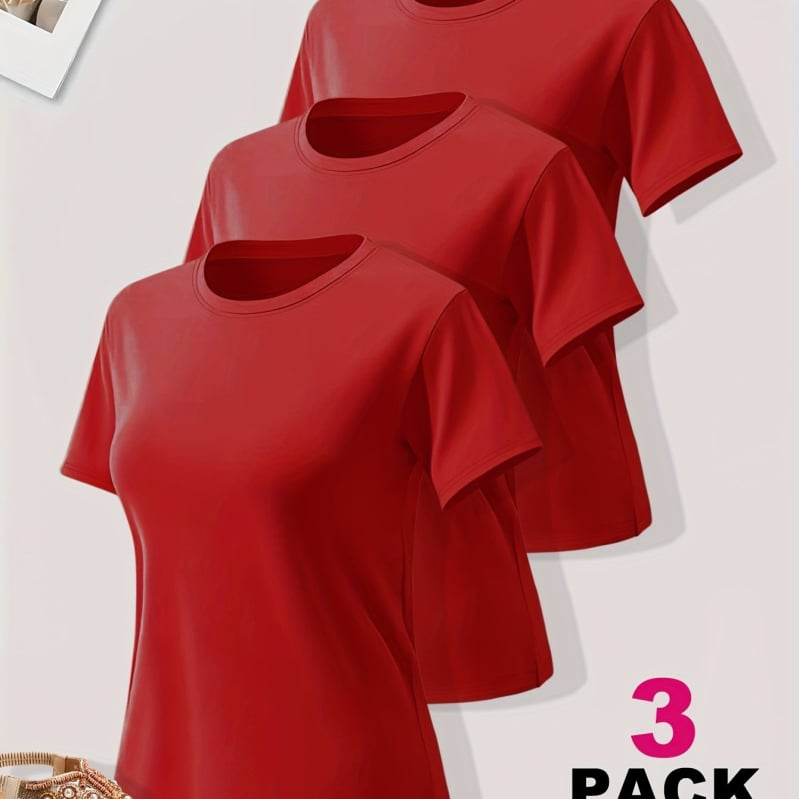 Ženski Milk Silk set majica, poliester tkanina, okrugli izrez, kratki rukavi, 3-djelni set