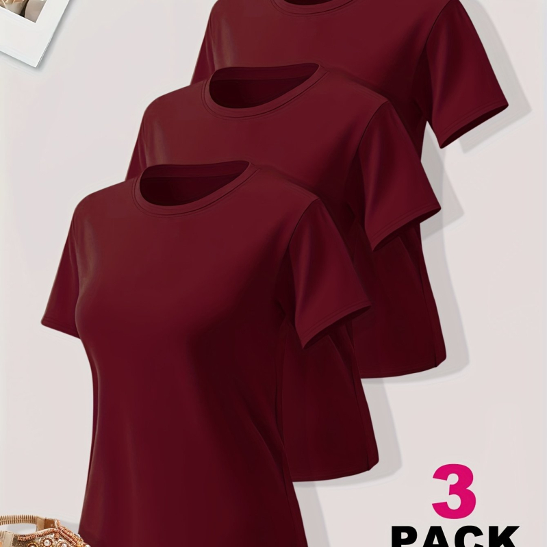 Ženski Milk Silk set majica, poliester tkanina, okrugli izrez, kratki rukavi, 3-djelni set