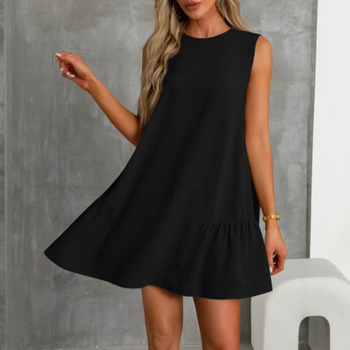 Φόρεμα χωρίς μανίκια με στρογγυλή λαιμόκοψη, γραμμή Α, πολυεστέρας με ελαστάνη, μέτριο μήκος