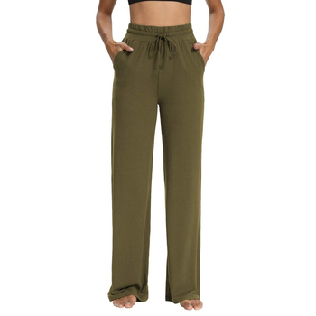 Γυναικείες παντελόνες αθλητικές με ψηλή μέση και ελαστική ζώνη, φαρδιά μπατζάκια και τσέπες, Milk Silk ύφασμα, πολυεστέρας 95%+, άνοιξη 2025