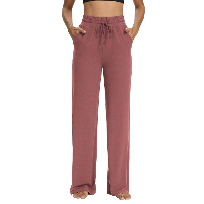 Γυναικείες παντελόνες αθλητικές με ψηλή μέση και ελαστική ζώνη, φαρδιά μπατζάκια και τσέπες, Milk Silk ύφασμα, πολυεστέρας 95%+, άνοιξη 2025