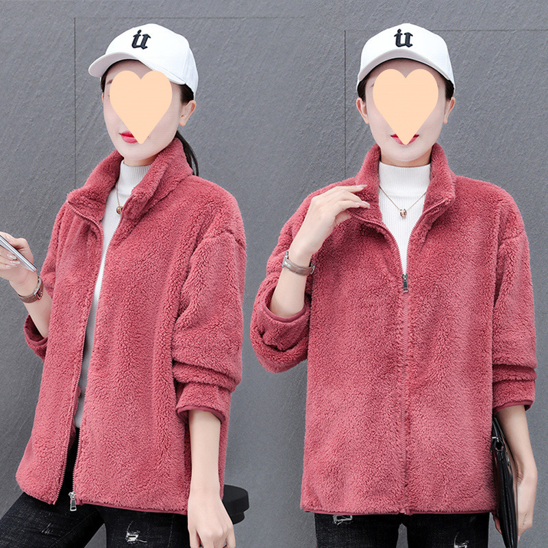 Παλτό φλίς με σταθερό γιακά, μακριά μανίκια, πολυεστέρας 95%+, αστικός κομψός στυλ, φθινοπωρινό 2023