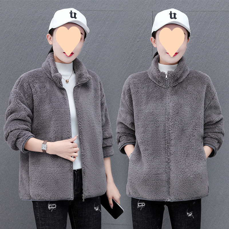 Παλτό φλίς με σταθερό γιακά, μακριά μανίκια, πολυεστέρας 95%+, αστικός κομψός στυλ, φθινοπωρινό 2023