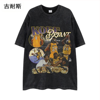 Kokvilnas T-krekls brīvā piegriezumā ar tēla printu, apaļš kakls, pusgaras piedurknes, ielu hip-hop stils