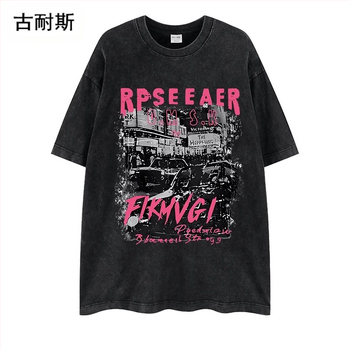 Kokvilnas T-krekls brīvā piegriezumā ar tēla printu, apaļš kakls, pusgaras piedurknes, ielu hip-hop stils