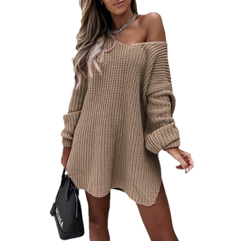 Kasmír-akril keverék kötött pulóver, V-nyakú, laza szabású, hosszú ujjú, őszi 2024