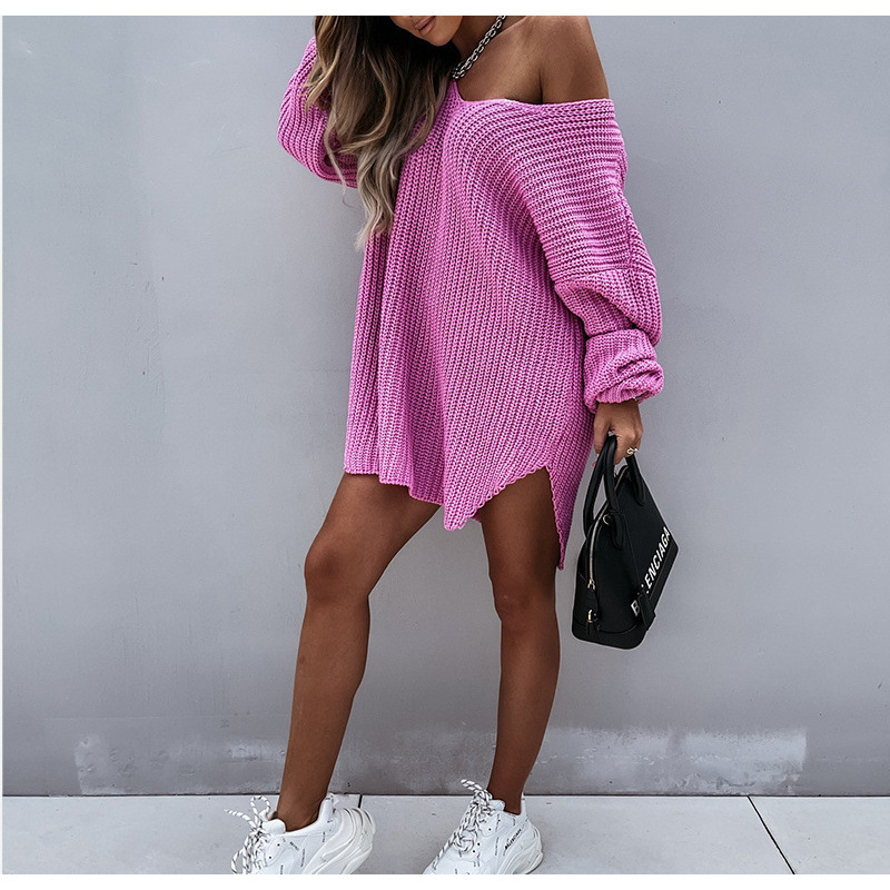 Kasmír-akril keverék kötött pulóver, V-nyakú, laza szabású, hosszú ujjú, őszi 2024