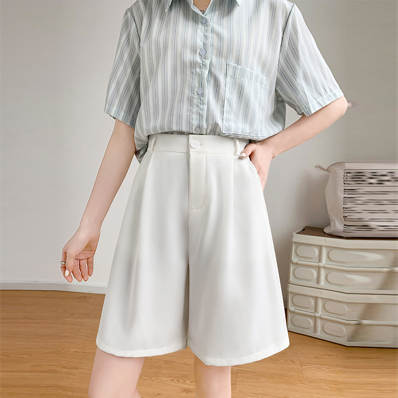 Γυναικεία καλοκαιρινά chiffon σορτς με ψηλή μέση, Α-γραμμή και φαρδιά πόδια, μίγμα πολυεστέρα-ελαστικού, ελαφριά υφή