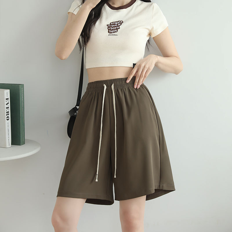 Γυναικεία καλοκαιρινά chiffon σορτς με ψηλή μέση, Α-γραμμή και φαρδιά πόδια, μίγμα πολυεστέρα-ελαστικού, ελαφριά υφή