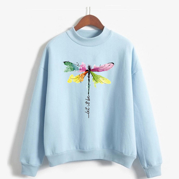 Pulover damă cu imprimeu, guler rotund, mâneci lungi, amestec poliester/acetat