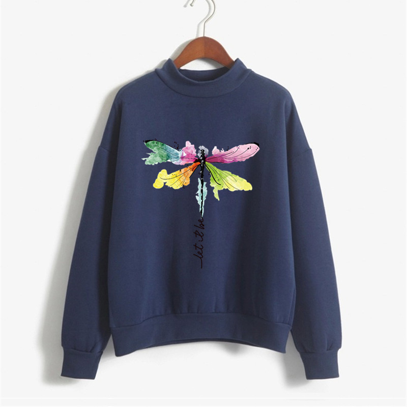 Pulover damă cu imprimeu, guler rotund, mâneci lungi, amestec poliester/acetat