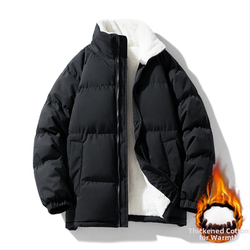 Unisex παλτό chenille από βαμβάκι, με σταθερό γιακά, επένδυση από ακέτα, γέμισμα πολυεστέρα-βαμβάκι, φθινοπωρινό-χειμερινό