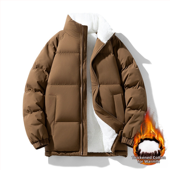 Unisex παλτό chenille από βαμβάκι, με σταθερό γιακά, επένδυση από ακέτα, γέμισμα πολυεστέρα-βαμβάκι, φθινοπωρινό-χειμερινό