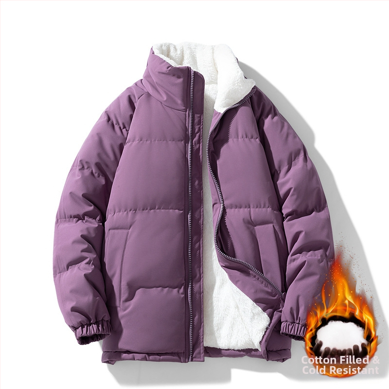 Unisex παλτό chenille από βαμβάκι, με σταθερό γιακά, επένδυση από ακέτα, γέμισμα πολυεστέρα-βαμβάκι, φθινοπωρινό-χειμερινό