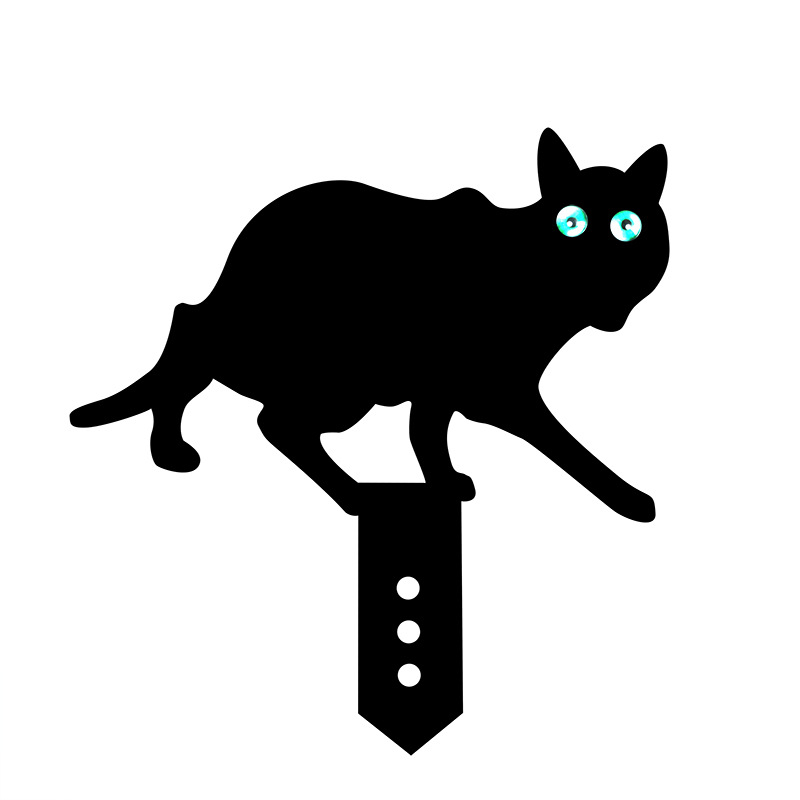 Decorațiune de grădină cu pisică, din acril și fier, cu design plug-in