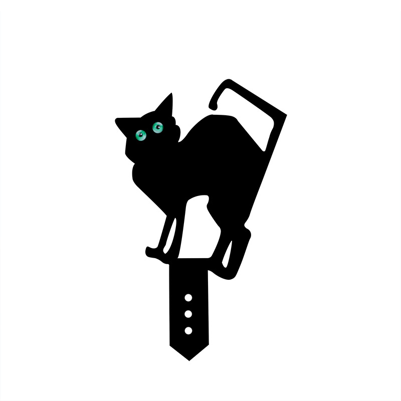 Decorațiune de grădină cu pisică, din acril și fier, cu design plug-in