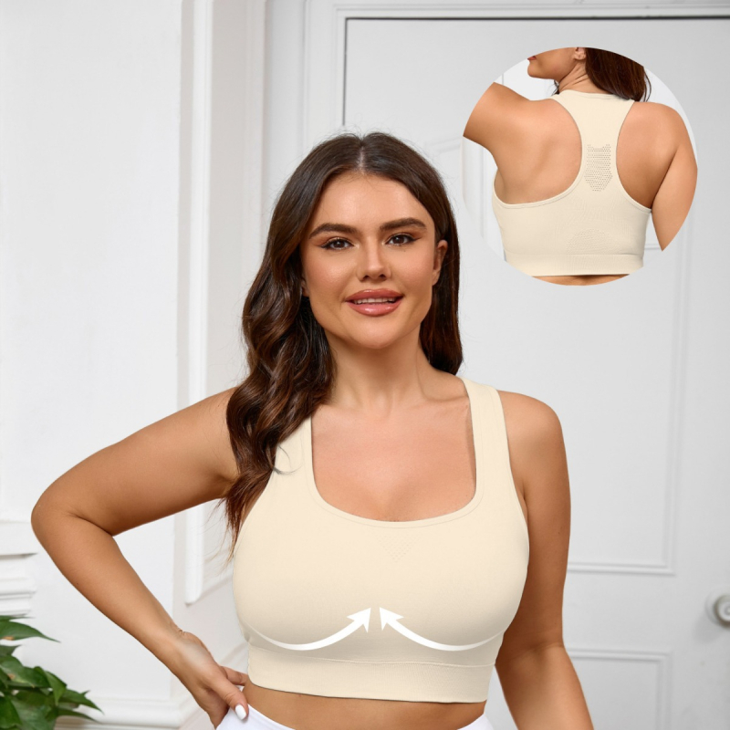 Beishuai sportski grudnjak za jogu s fiksnom košarom, bez jastučića, najlon tkanina koja odvodi vlagu