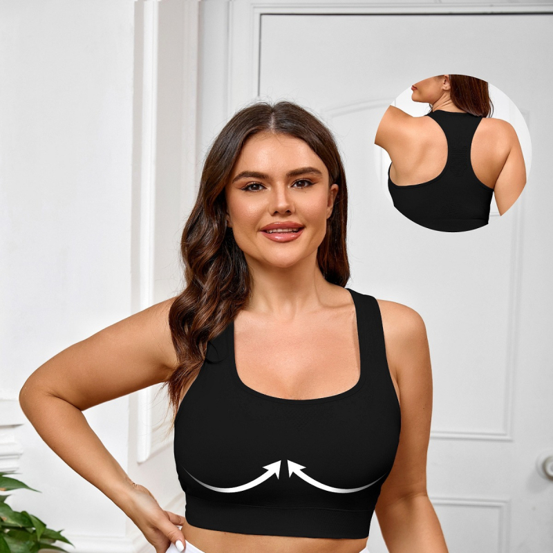 Beishuai sportski grudnjak za jogu s fiksnom košarom, bez jastučića, najlon tkanina koja odvodi vlagu