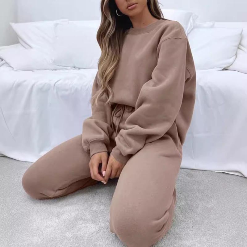 Женски комплект суитшърт и панталони – дълъг ръкав, стил Urban Wind, плат памук и полиестер