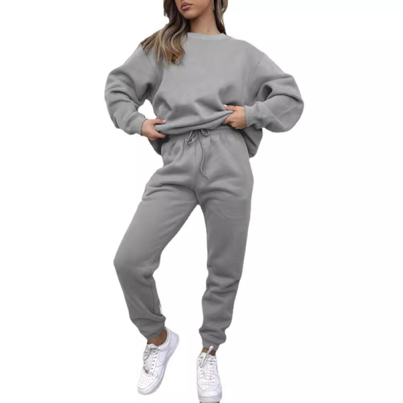 Женски комплект суитшърт и панталони – дълъг ръкав, стил Urban Wind, плат памук и полиестер