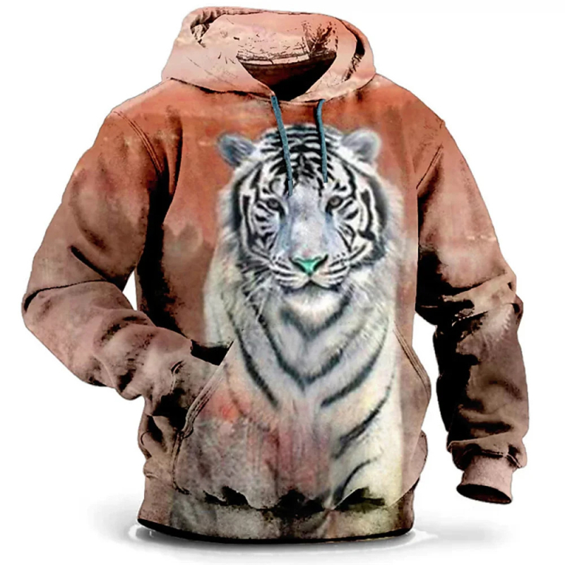 Φούτερ Harajuku-style με ζωικό μοτίβο, κουκούλα, 90% πολυεστέρας