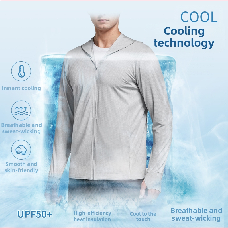 Мъжко ветрово яке за планински туризъм, с качулка, дълги ръкави, UV защита 50+, полиестер, цип