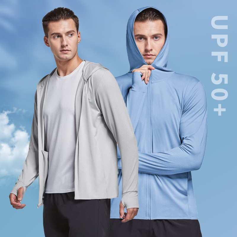 Muška kapuljačasta jakna za planinarenje na otvorenom, dugi rukav, UV zaštita SPF 50+, poliester, zatvarač