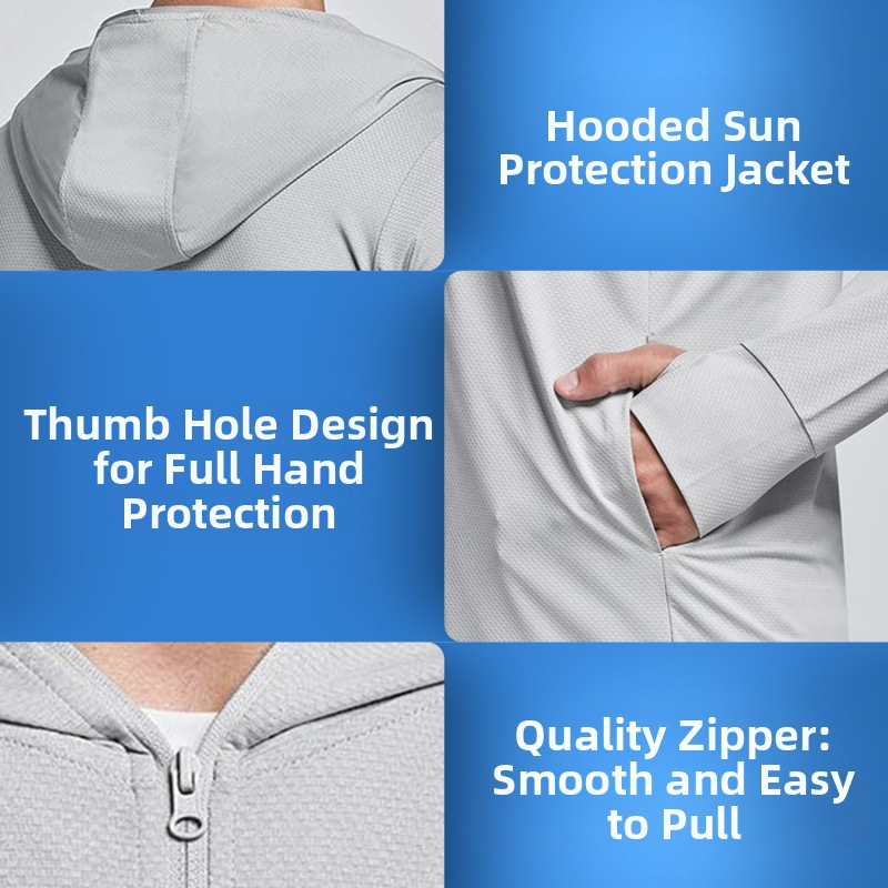 Мъжко ветрово яке за планински туризъм, с качулка, дълги ръкави, UV защита 50+, полиестер, цип