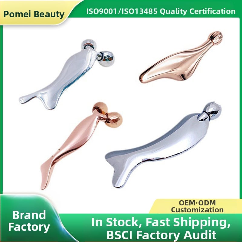 Метален ролер за очи и лице – масажор за гуаша, ролков тип, цинкова сплав, отрицателни йони, за домашна употреба