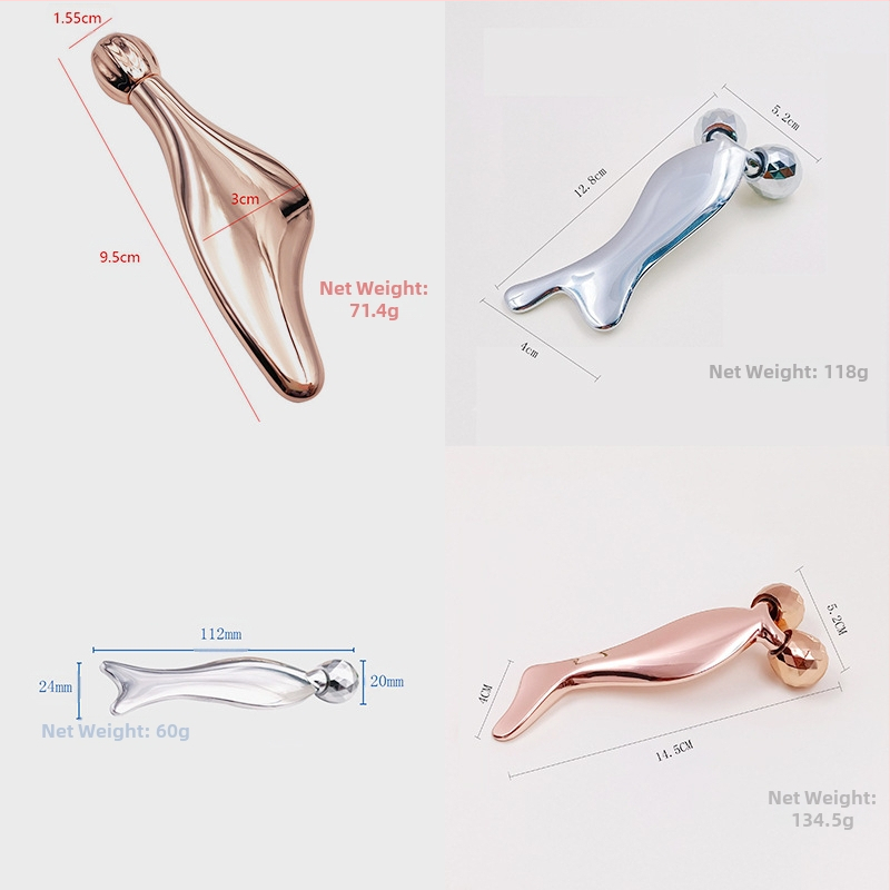 Метален ролер за очи и лице – масажор за гуаша, ролков тип, цинкова сплав, отрицателни йони, за домашна употреба