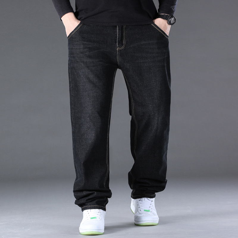 Ανδρικά τζιν ίσια γραμμή, μεσαία μέση, φερμουάρ, μικροελαστικότητα, λεπτό ύφασμα