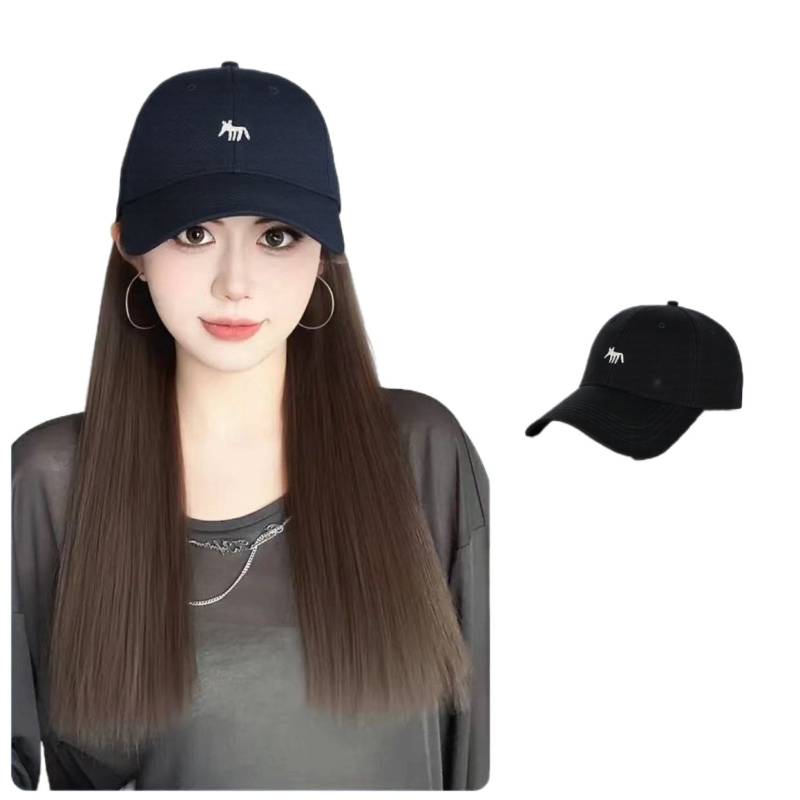 Parūka ar asti un cepuri ar lapsas izšuvumu, viengabala dizains, rokām adīta, izturīga pret temperatūru sintētiskā šķiedra, ar lielām viļņām, nav krāsojama vai veidojama, piemērota visām sejas formām