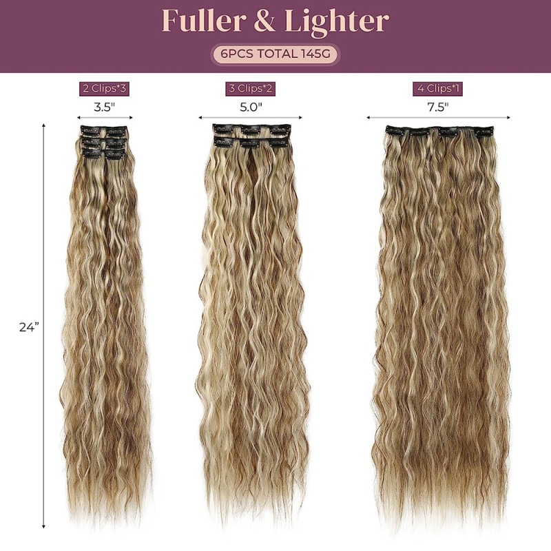 Klipsu matu pagarinājums, Ūdens viļņi, Garas sirēnu cirtas, Sintētiskā šķiedra, Ar temperatūras izturību