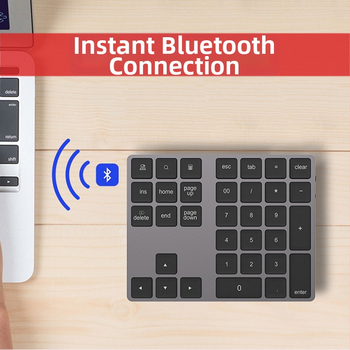 Bluetooth числова клавиатура, 34 клавиша, метален корпус, Plug-and-Play поддръжка, съвместима с iOS и Android
