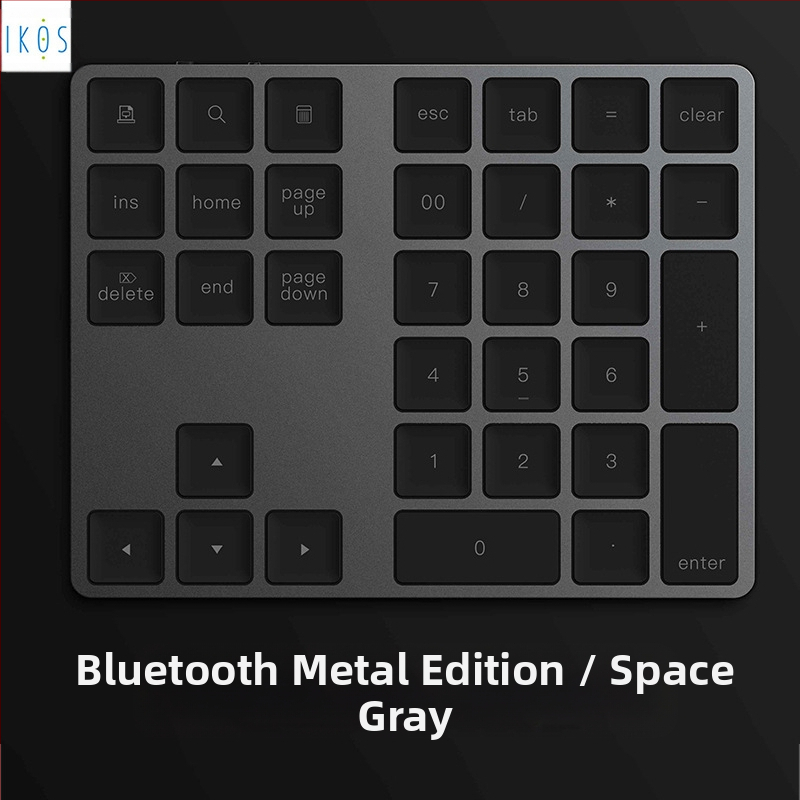 Bluetooth числова клавиатура, 34 клавиша, метален корпус, Plug-and-Play поддръжка, съвместима с iOS и Android