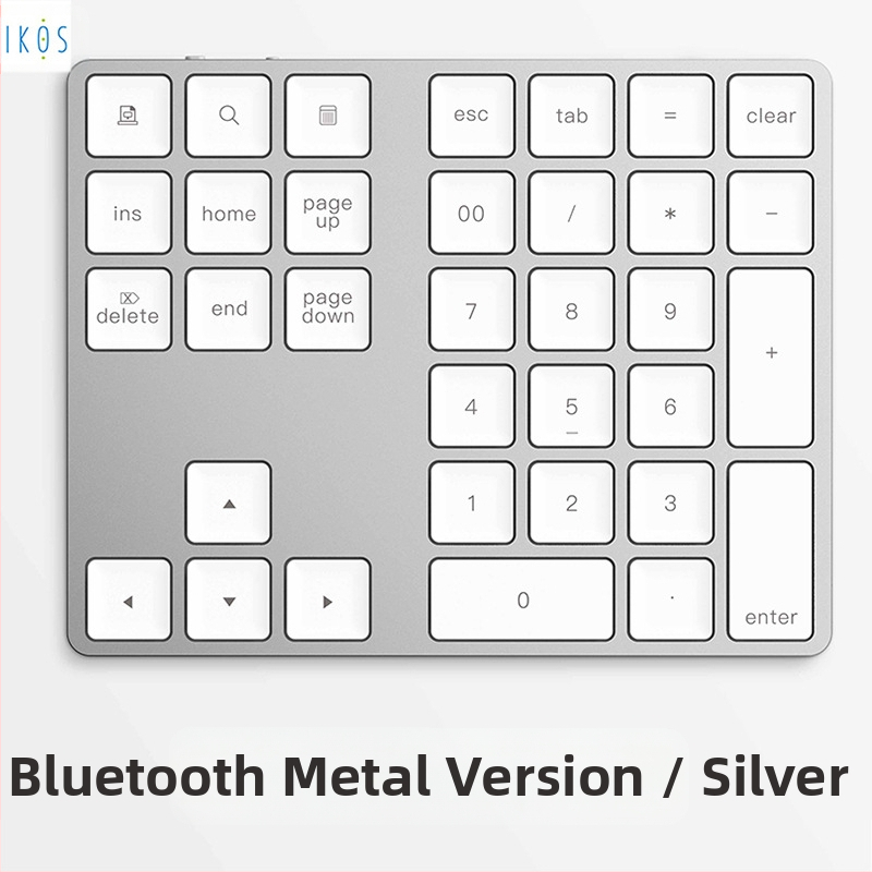 Bluetooth числова клавиатура, 34 клавиша, метален корпус, Plug-and-Play поддръжка, съвместима с iOS и Android
