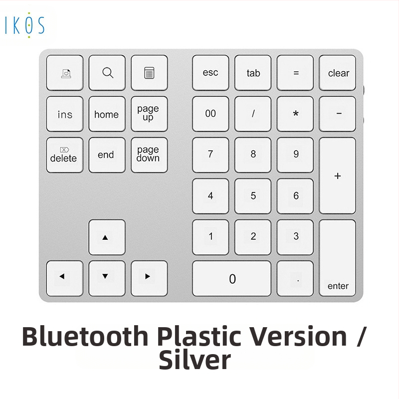 Bluetooth числова клавиатура, 34 клавиша, метален корпус, Plug-and-Play поддръжка, съвместима с iOS и Android