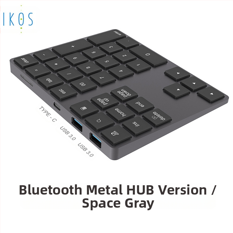 Bluetooth числова клавиатура, 34 клавиша, метален корпус, Plug-and-Play поддръжка, съвместима с iOS и Android