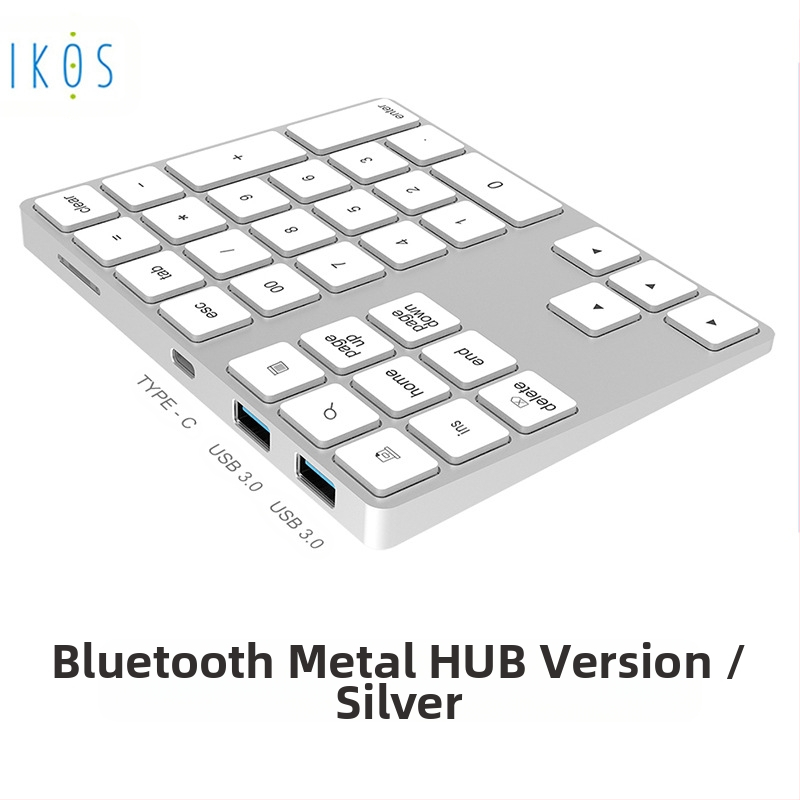 Bluetooth числова клавиатура, 34 клавиша, метален корпус, Plug-and-Play поддръжка, съвместима с iOS и Android