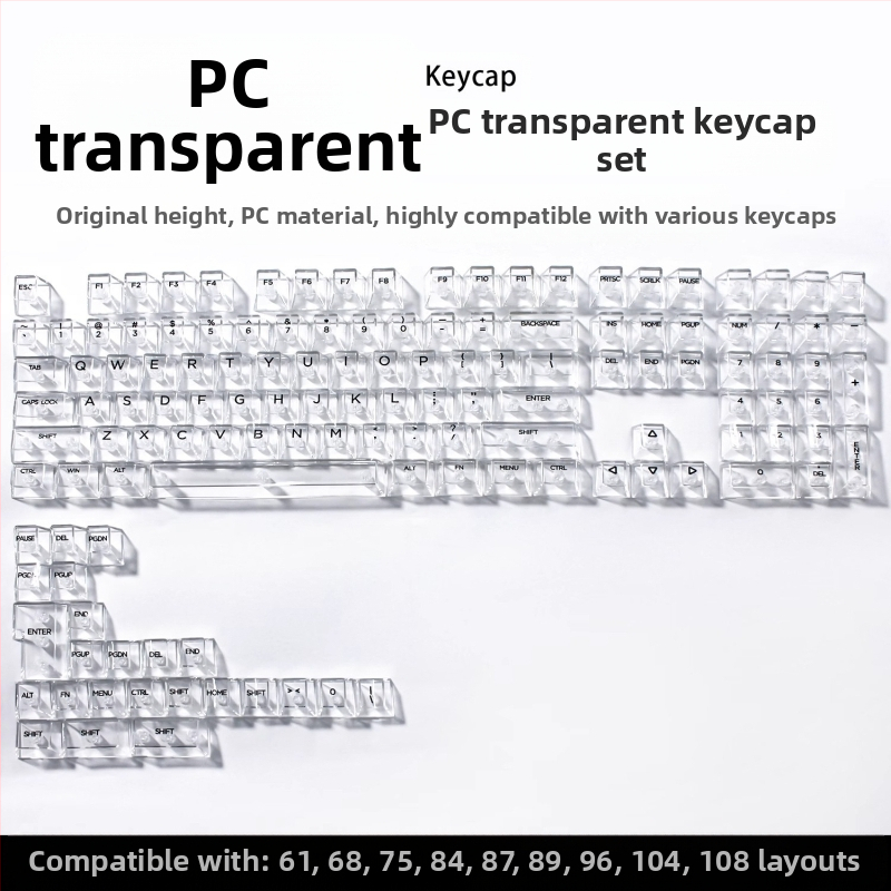 Readson прозрачен PC keycap за механична клавиатура, странично и горно гравиране.