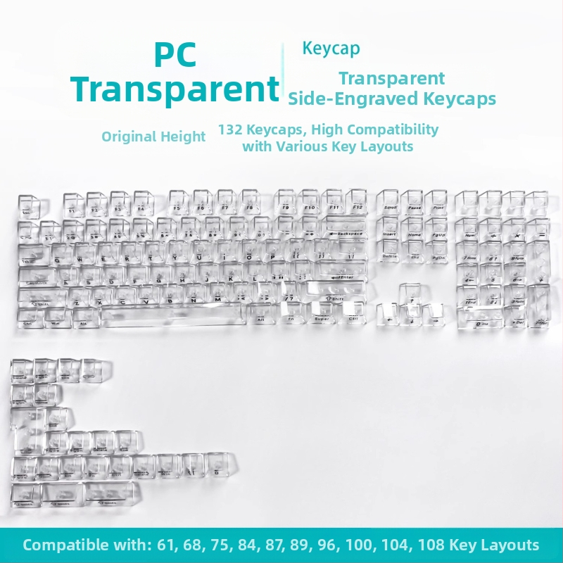 Readson прозрачен PC keycap за механична клавиатура, странично и горно гравиране.