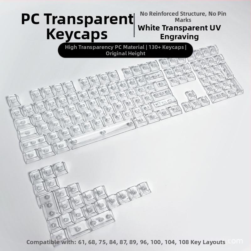Readson прозрачен PC keycap за механична клавиатура, странично и горно гравиране.