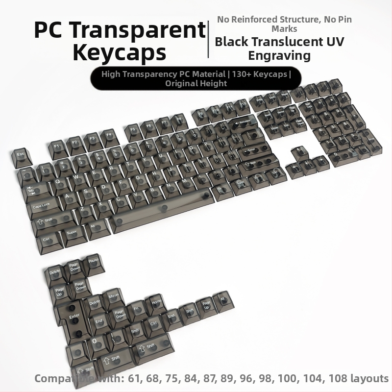 Readson прозрачен PC keycap за механична клавиатура, странично и горно гравиране.