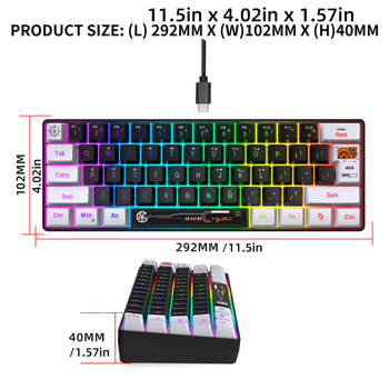 61-клавишна мембранна клавиатура, USB-C свързване, RGB подсветка, ABS конструкция