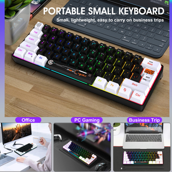 61-клавишна мембранна клавиатура, USB-C свързване, RGB подсветка, ABS конструкция